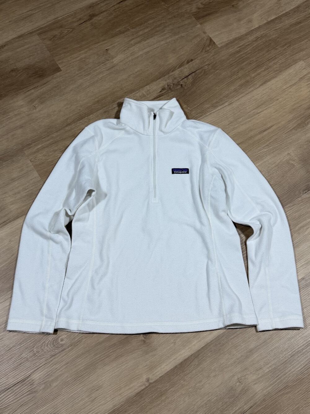 Patagonia Micro D 1/4 Zip Fleece Pullover Womens M Birch White 26278 Lightweight
